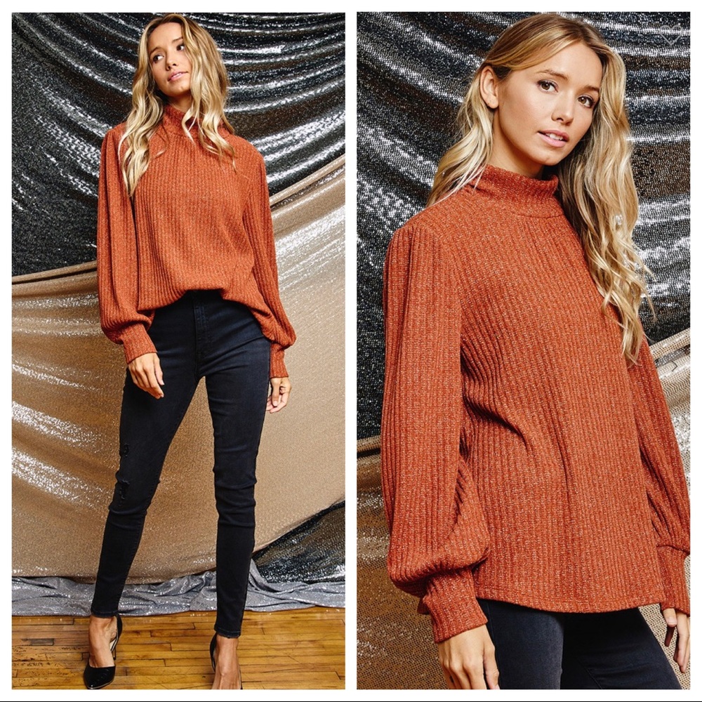 Gorgeous Mock Neck Keyhole Back Top - Picture 2 of 6